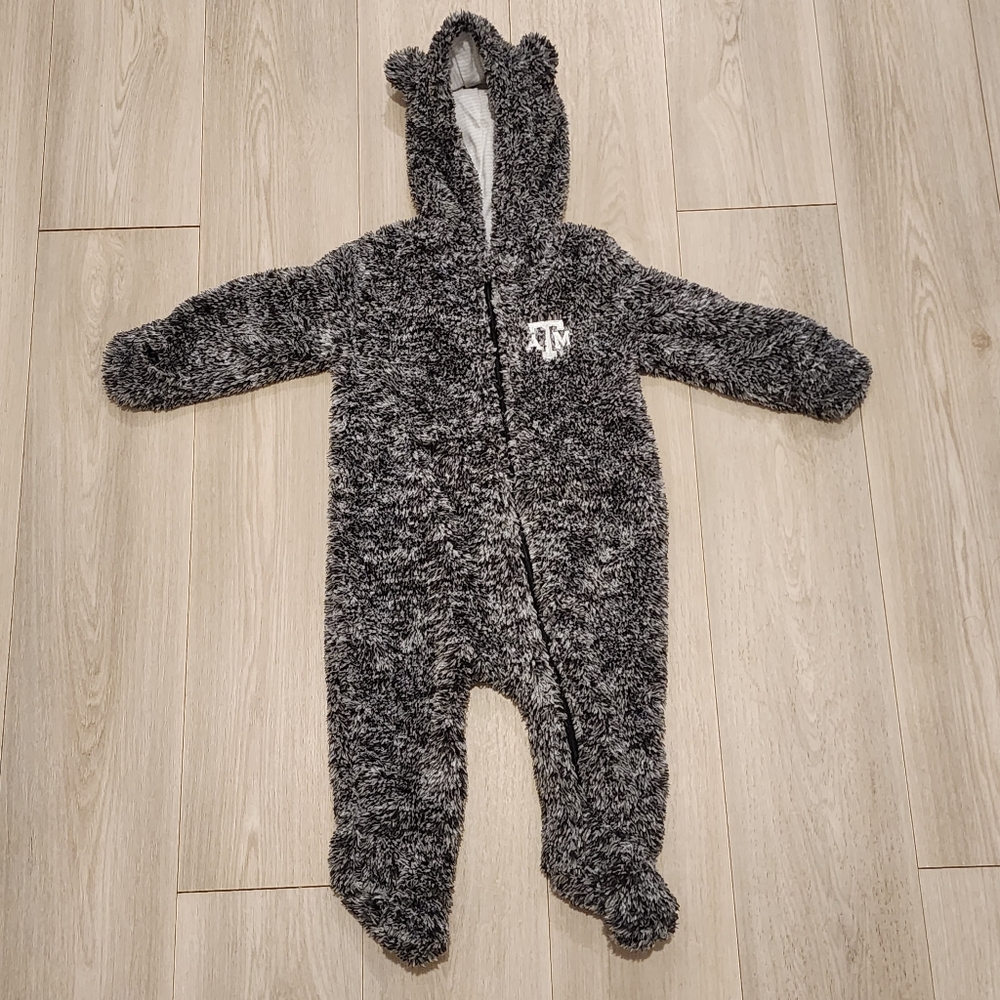 Infant Gen 2 Texas A&M Logo Embroidered Zipper Black Gray One Piece 6-9 Month